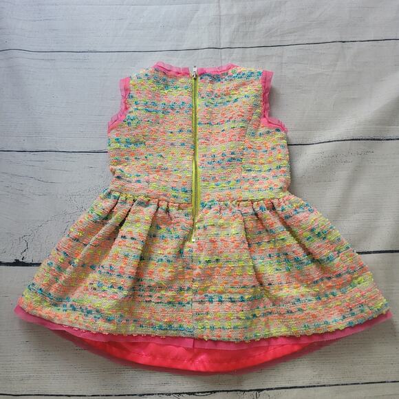 Milly Minis Size 2 Neon Confetti Knit Dress Kids Party Bright Colorful - Picture 2 of 7